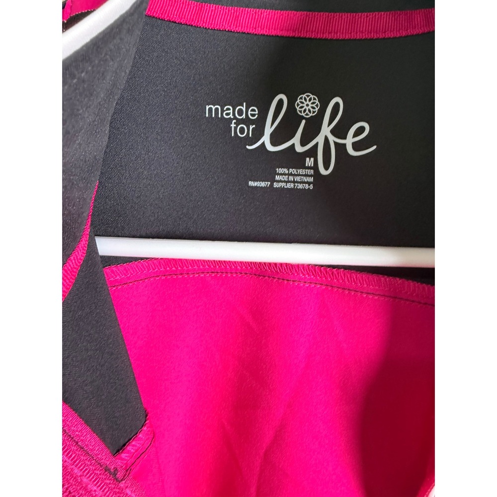 Made For Life Jacket Women Size M Pink Black Excellent Zip Up Sporty Stripe - Picture 3 of 8